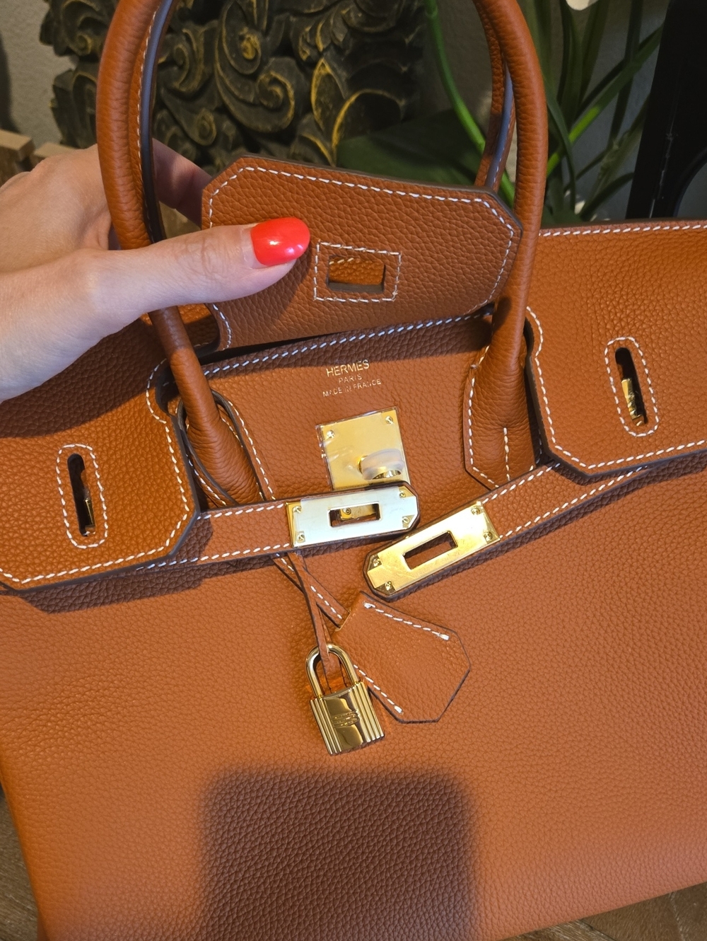 Brown Togo Leather Birkin-Style 30cm Top Handle Bag - Picture 7 of 7